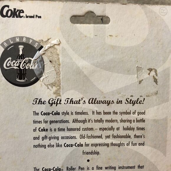 Vintage 1990’s Coca Cola Collectible Ceramic Roller Ball Pen and Santa Tin NEW - Picture 4 of 4